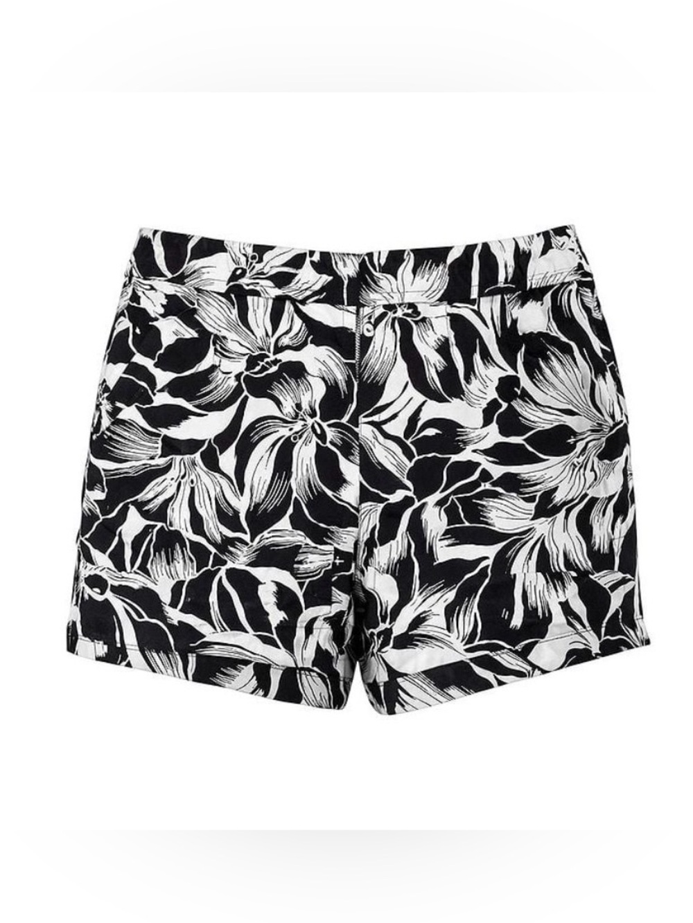 New York & Company Black and White Floral Bermuda Shorts